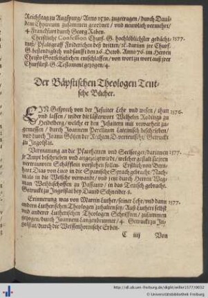 Der Bäpstischen Theologen Teutsche Bücher.