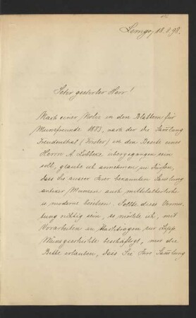 Brief von Dr. A. Jordan, Lemgo : 18.08.1898