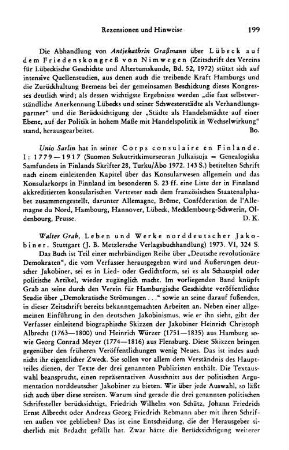 Grab, Walter :: Leben und Werke norddeutscher Jakobiner : Stuttgart, Metzler, 1973
