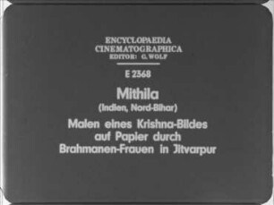Mithila (Indien, Nord-Bihar) - Malen eines Krishna-Bildes auf Papier durch Brahmanen-Frauen in Jitvarpur