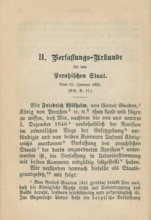 II. Verfassungs-Urkunde für den Preußischen Staat. Vom 31. Januar 1850.