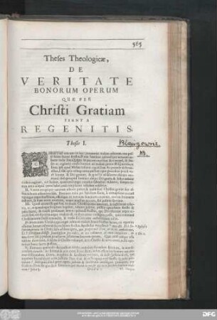 Theses Theologicae, De Veritate Bonorum Operum Quae Per Christi Gratiam Fiunta Regenitis.