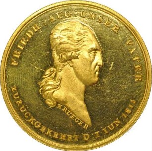 König Friedrich August I. - Seine Rückkehr nach Dresden, von der Stadt Pirna gewidmet