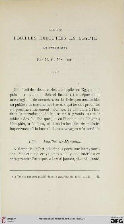 2.Ser. 6.1885: Sur les fouilles exécutées en Égypte : de 1881 à 1885