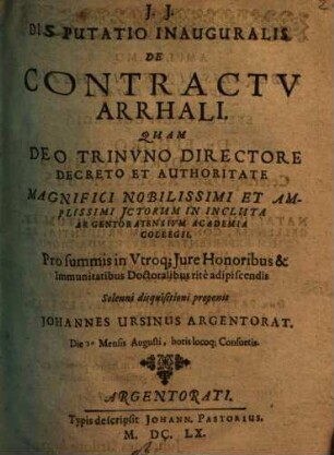Disp. inaug. de contractu arrhali