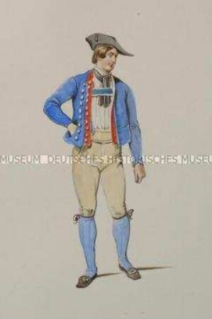 Mann in kurzer blauer Jacke und hellen Kniehosen - Tafel aus Franceschini/Kostümbilder (Kassette 1)