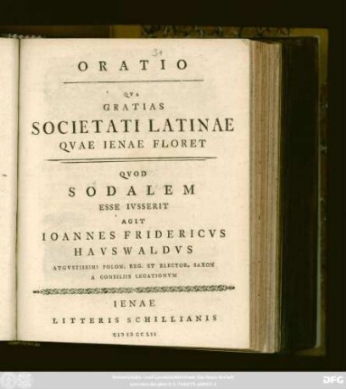 Oratio Qva Gratias Societati Latinae Qvae Ienae Floret