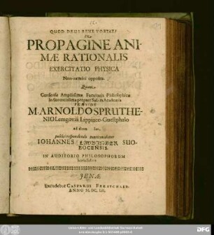 De Propagine Animae Rationalis Exercitatio Physica Non-nemini opposita
