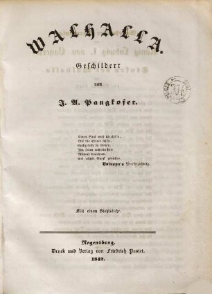 Walhalla : mit einem Stahlstiche