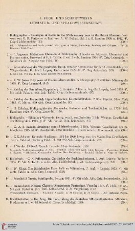 1. Buch- und Schriftwesen. Literatur- und Sprachwissenschaft (Nr. 1-50)