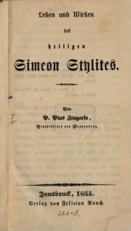 Leben und Wirken des heiligen Simeon Stylites