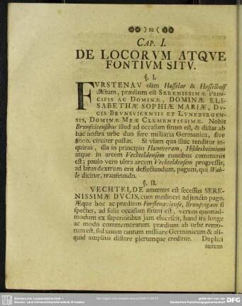 Cap. I. De Locorum Atque Fontium Situ