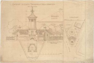Thiersch, August ; Sonthofen (Bayern); Transformatorenstationen - Lageplan, Grundriss, Ansicht