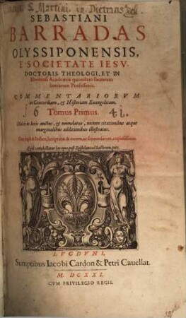 Commentaria in concordiam et historiam evangelicam. I. 1621