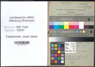 Entnazifizierung Josef Jakob Fassbender , geb. 25.02.1906 (Schlosser)