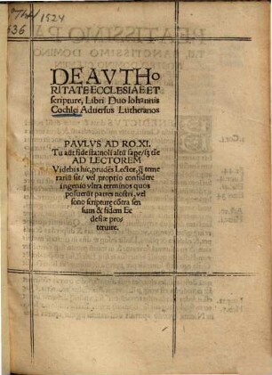 De authoritate ecclesiae et scripture : Libri Duo ...
