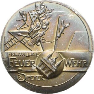 Jubiläumsmedaille von Victor Huster zum 150-jährigen Bestehen der Freiwilligen Feuerwehr in Speyer