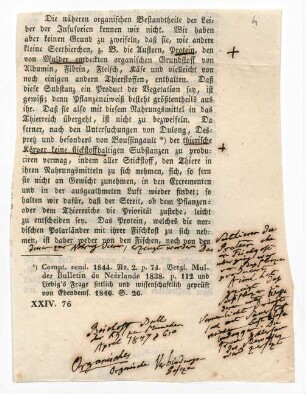 Zeitungsausschnitt von Unbekannt mit Randnotizen von Humboldts Hand.
