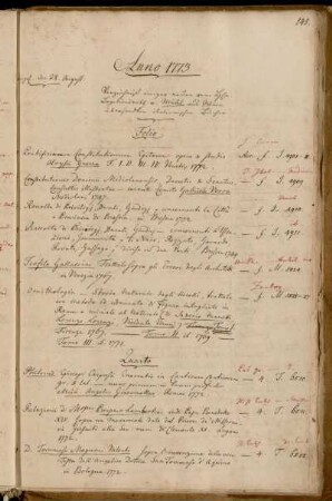 Verzeichniß einiger neuen vom [...] Legationsrath v. Mühl aus Wien übersandten italienischen Bücher.