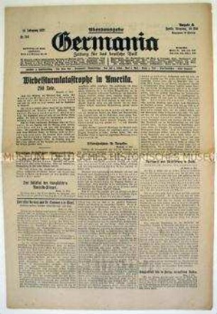 Tageszeitung des Zentrum "Germania" u.a. zur Weltwirtschaftskonferenz in Genf