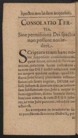 Consolatio Tertia. Sine permissione Dei spectra non possunt nos laedere.