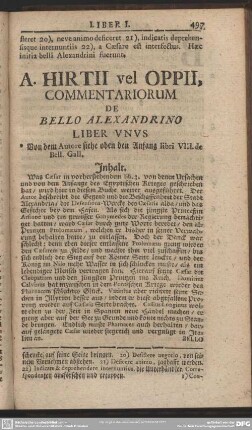 A. Hirtii vel Oppii, Commentariorum De Bello Alexandrino