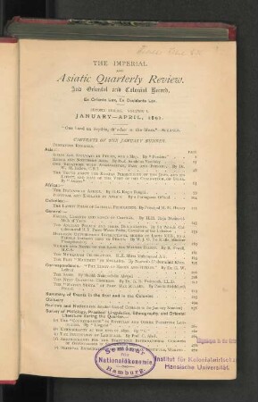 Contents of the January Number.
