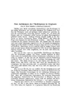 Das Aufsteigen der Tüchtigsten in England