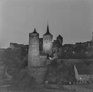 Bautzen am Abend : Bautzen. Blick zur Altstadt mit Alter Wasserkunst und Michaeliskirche