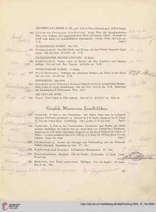 Graphik, Miniaturen, Emailbildchen (Nr. 547-594)