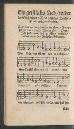 Ein geistlichs Lied/ wider die Sicherheit ...