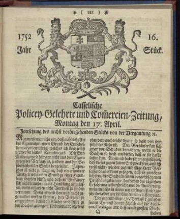 16. Stueck, Montag den 17. April 1752