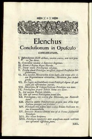 Elenchus Conclusionum in Opusculo contentarum.