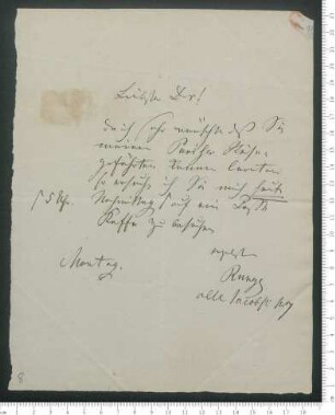 Brief von Friedlieb Ferdinand Runge an Adelbert von Chamisso