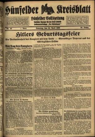 Erste Ausgabe vom Samstag, den 22. April 1933.