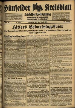 Erste Ausgabe vom Samstag, den 22. April 1933.