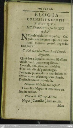 Elogia Cornelii Nepotis Antiqua