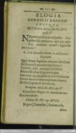 Elogia Cornelii Nepotis Antiqua