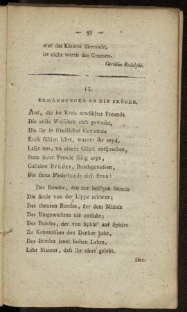 15. Ermahnungen an die Brüder. - 28. Trinkt, trinkt, trinkt!