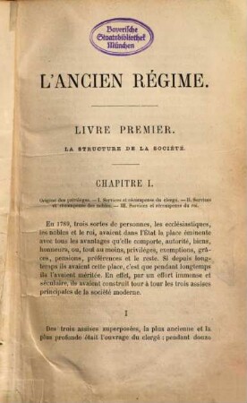 Les origines de la France contemporaine. 1