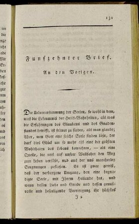 Funfzehnter Brief. An den Vorigen.