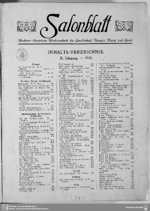 10.1915: Salonblatt : moderne illustrierte Wochenschrift für Gesellschaft, Theater, Kunst und Sport