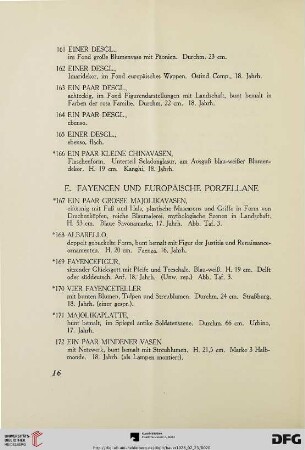 E- Fayencen und europäische Porzellane (Nr. 167-216)