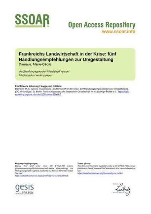 Frankreichs Landwirtschaft in der Krise: fünf Handlungsempfehlungen zur Umgestaltung
