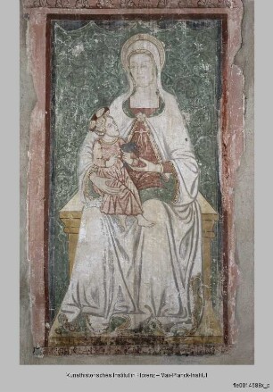 Freskenfragmente : Thronende Madonna mit Kind