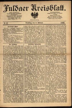 Erste Ausgabe vom Dienstag, den 09. Februar 1897.