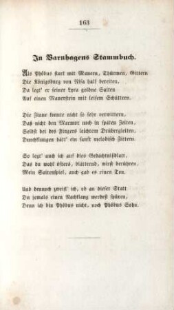 In Varnhagens Stammbuch.