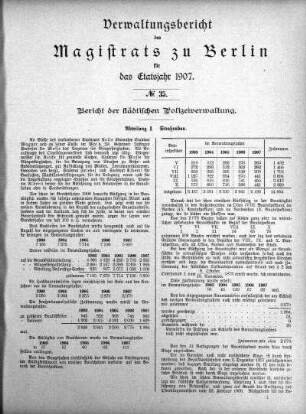 No. 35. Bericht der städtischen Polizeiverwaltung