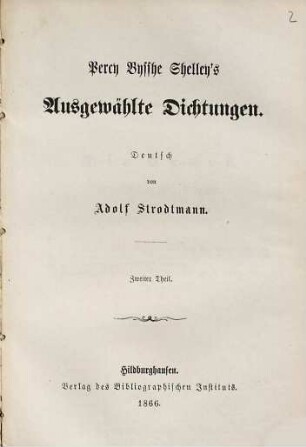 Percy Bysshe Shelley's ausgewählte Dichtungen, 2