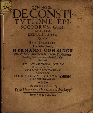De Constitutione Episcoporum Germaniae. Exercitatio